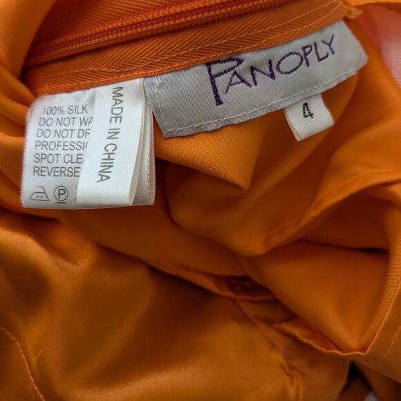 Vintage Silk Prom Dress Maxi Gown 4 Orange Y2K Ruffle Fairy Bead Slip Glam Guest - Picture 9 of 16